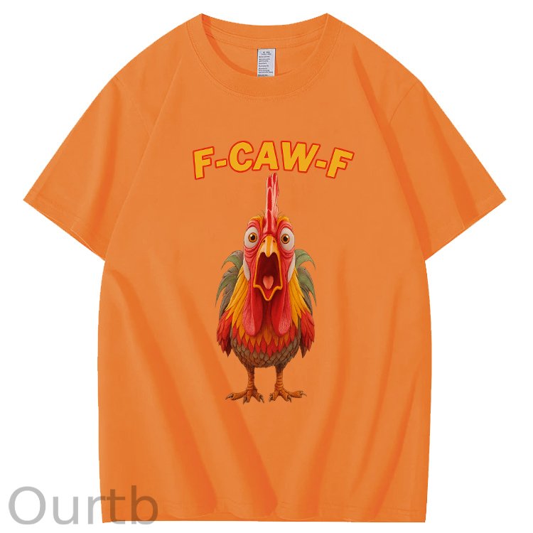 F-Caw-F Shocked Mouth Chicken Pattern100% Cotton T-Shirt
