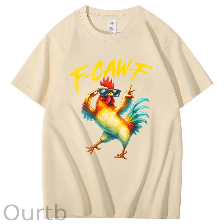 F-Caw-F Cool Chicken Pattern100% Cotton T-Shirt