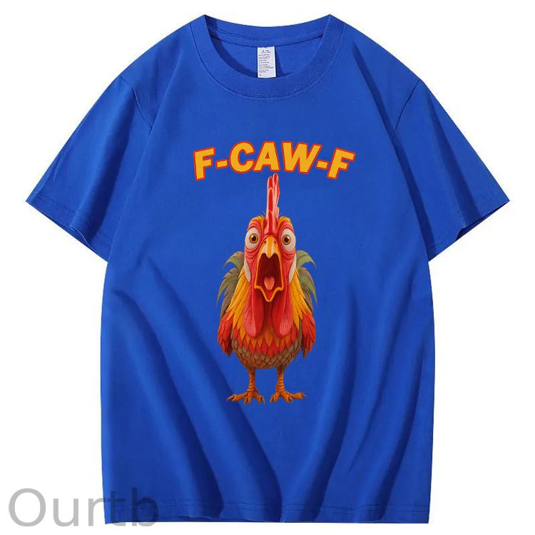 F-Caw-F Shocked Mouth Chicken Pattern100% Cotton T-Shirt