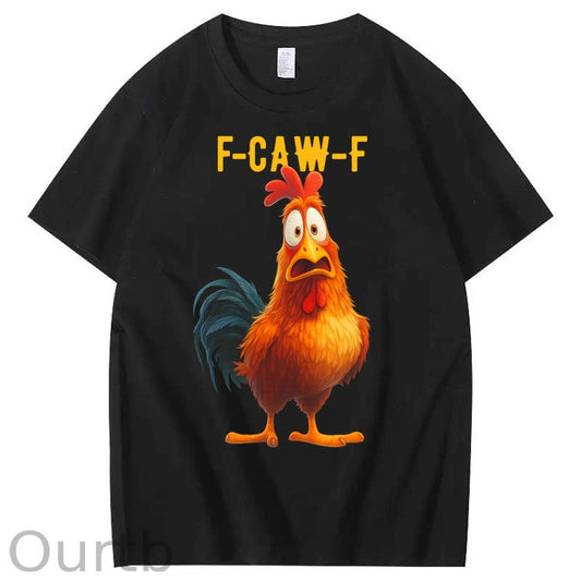 F-Caw-F Funny Chicken  Pattern100% Cotton T-Shirt