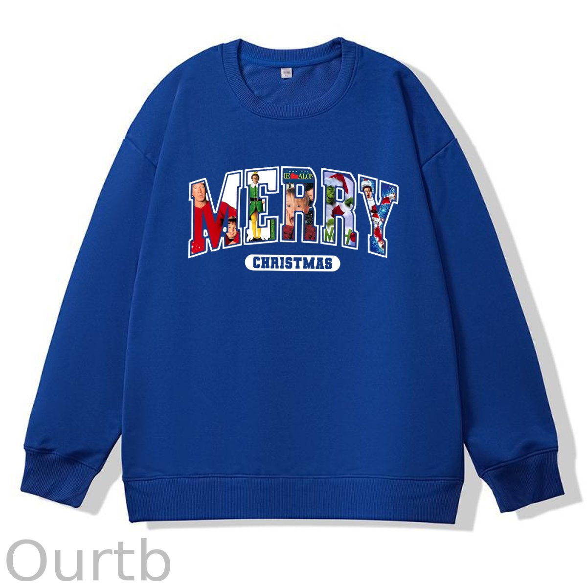 Merry Christmas Pattern 100% 300g CottonCrew Neck Sweatshirt
