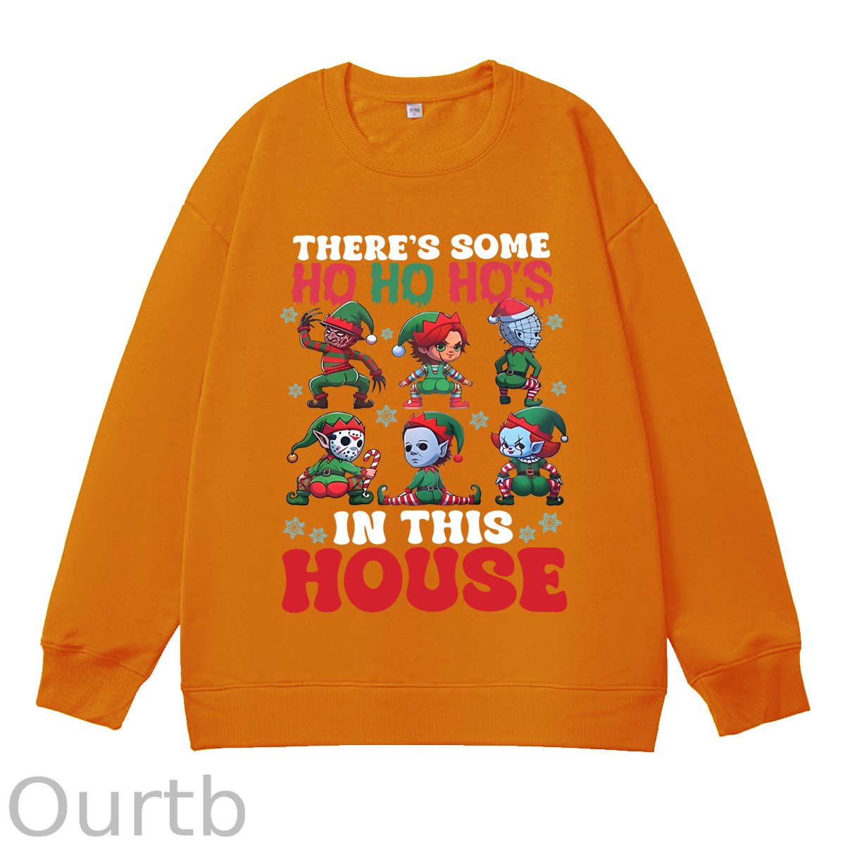 Christmas Ho Ho Ho‘s  Pattern 100% 300g CottonCrew Neck Sweatshirt