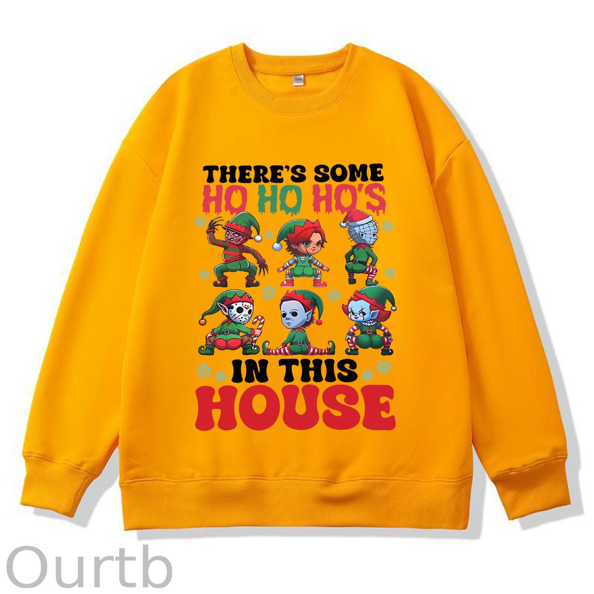 Christmas Ho Ho Ho‘s  Pattern 100% 300g CottonCrew Neck Sweatshirt