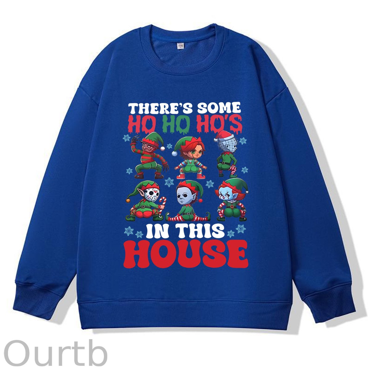 Christmas Ho Ho Ho‘s  Pattern 100% 300g CottonCrew Neck Sweatshirt