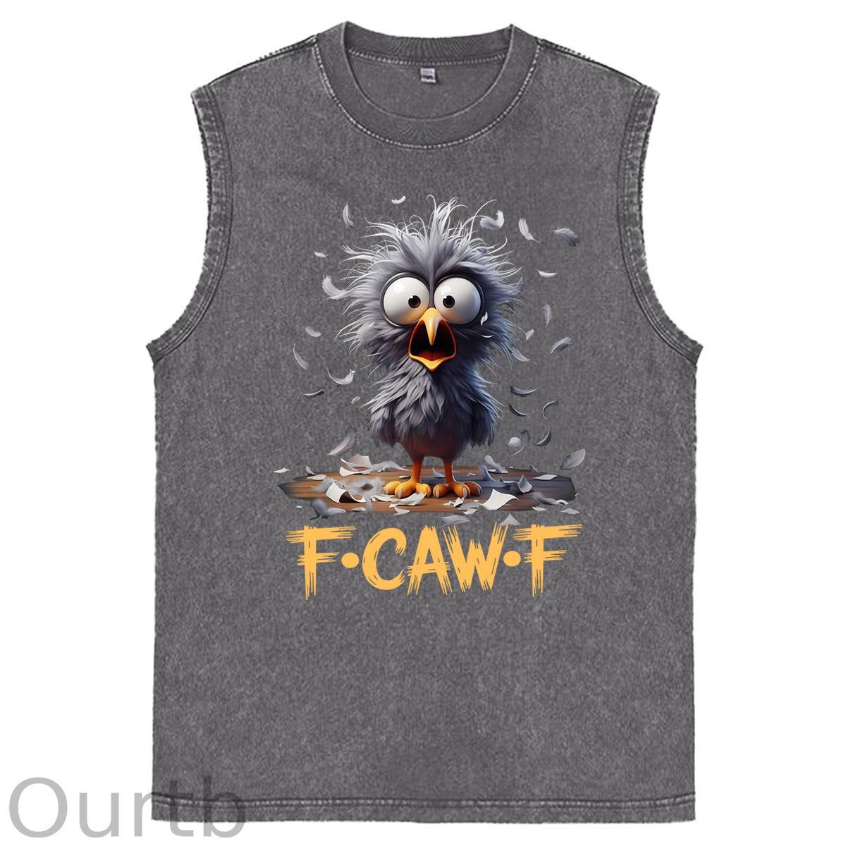 Funny F-Caw-F Chicken Print Washed Cotton Sleeveless Tank Tops