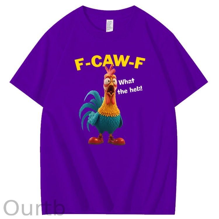 F-Caw-F What The Heli Carzy Chicken Pattern100% Cotton T-Shirt
