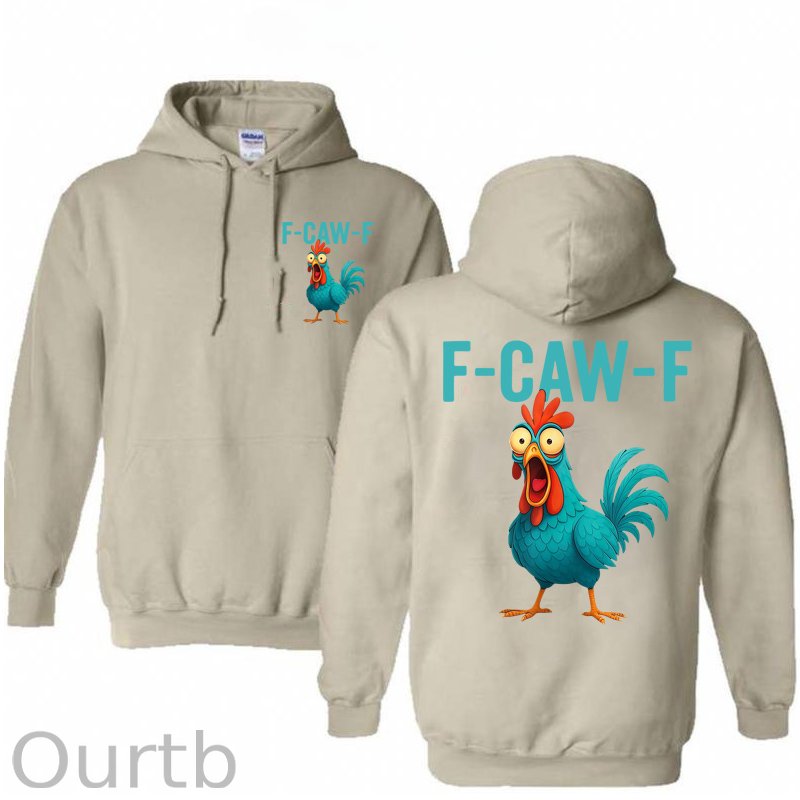 Funny Rooster Chicken F-Caw-F Chicken Cotton Hooded Sweatshirt