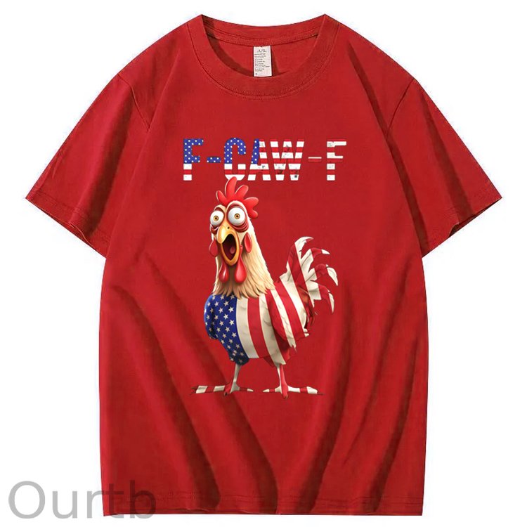 F-Caw-F America Flag Chicken  Pattern100% Cotton T-Shirt