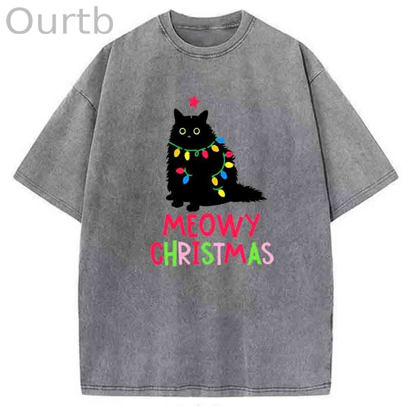 Meowy Christmas atWashed T-Shirt