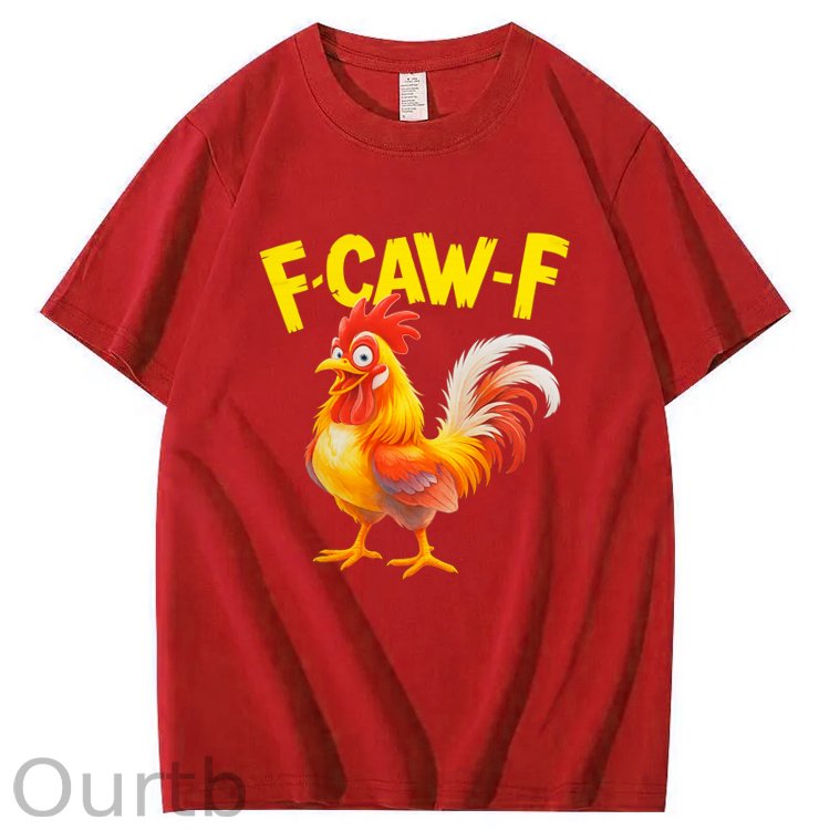F-Caw-F  Happy Chicken Pattern100% Cotton T-Shirt