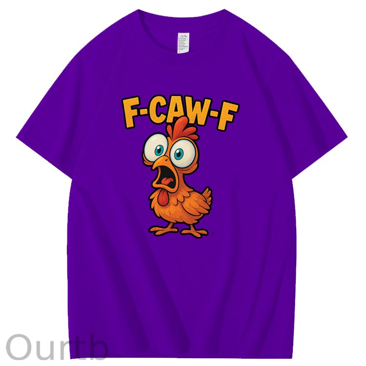 F-Caw-F Shock Chicken Pattern100% Cotton T-Shirt