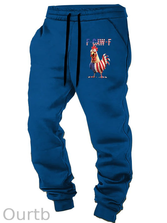 F-Caw-F Shocked American Chicken Pattern Print Casual  Casual Sweatpants