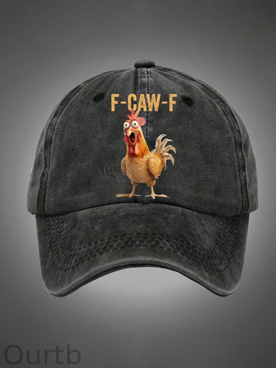 F-Caw-F Chicken Pattern Washed Hats