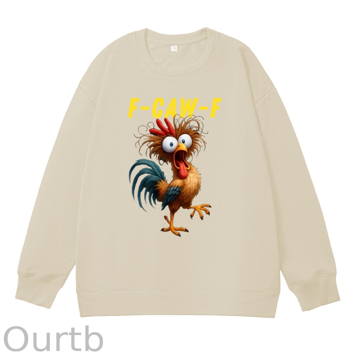 F-Caw-F Crazy Chicken Pattern 100% 300g CottonCrew Neck Sweatshirt