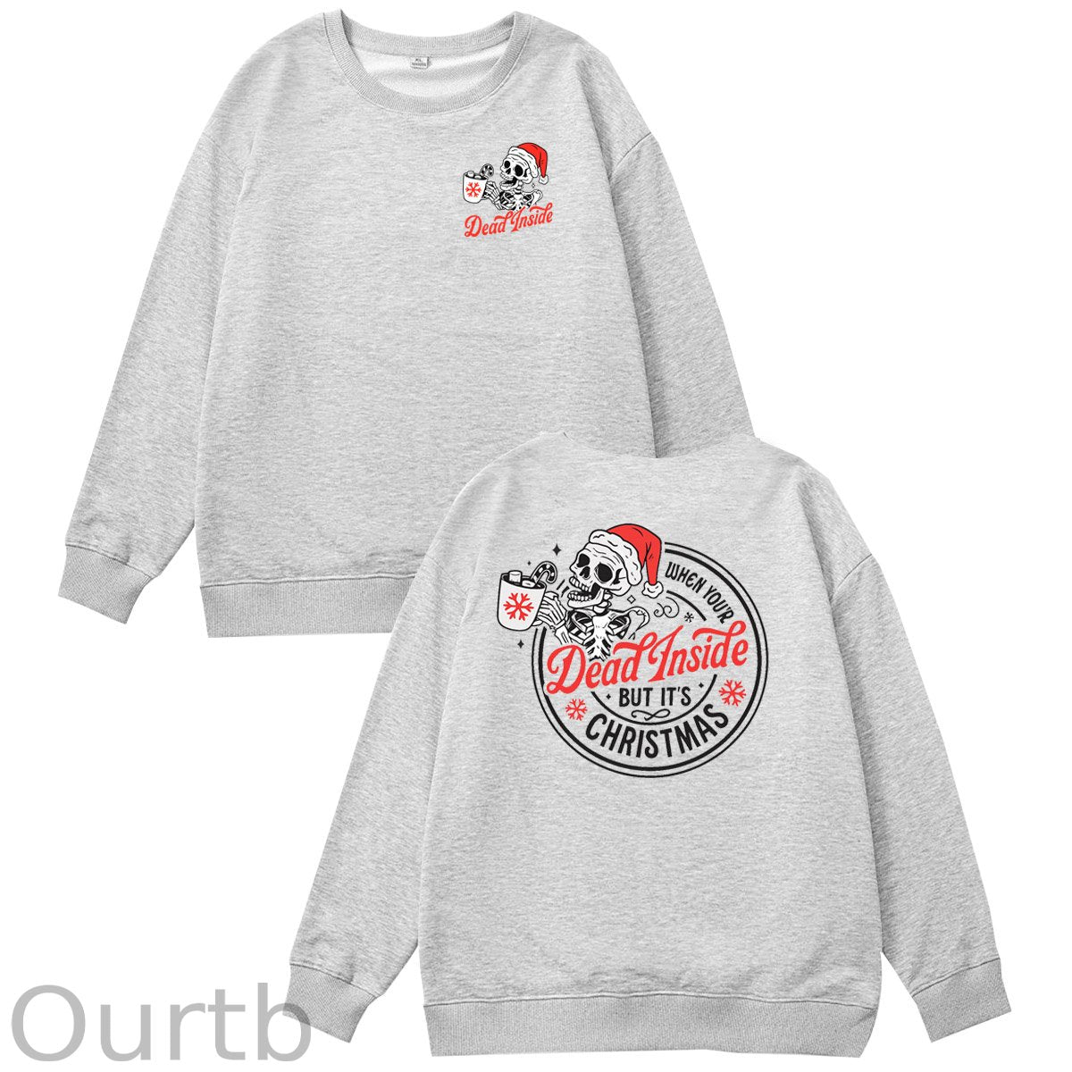 Christmas Dead inside Pattern  100% 300g CottonCrew Neck Sweatshirt