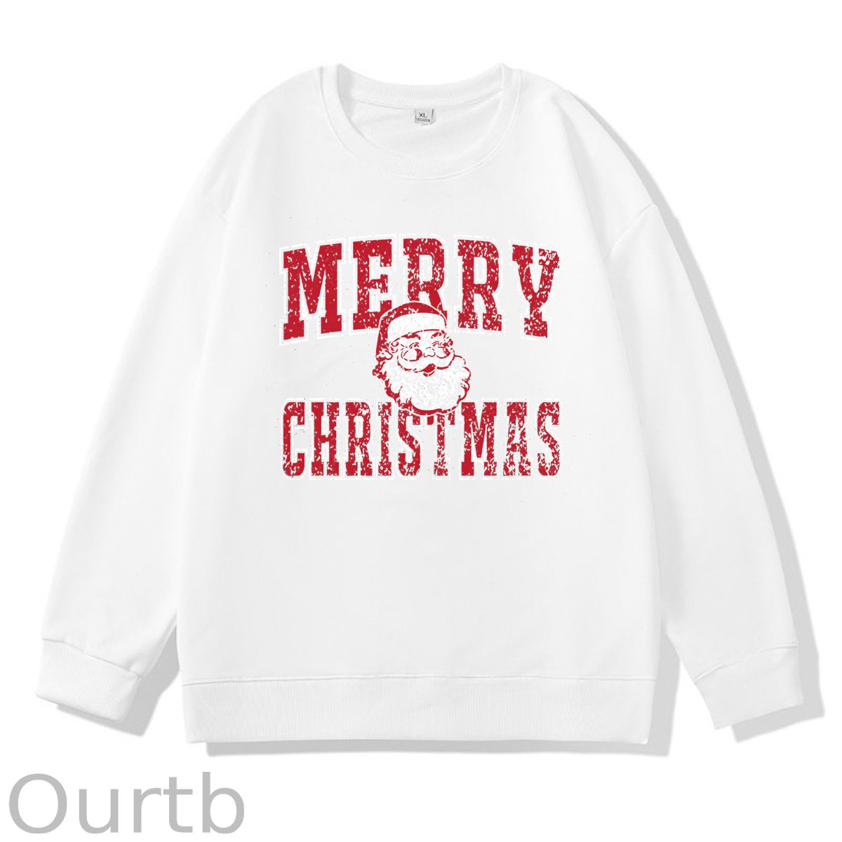 Merry Christmas Pattern 100% 300g CottonCrew Neck Sweatshirt