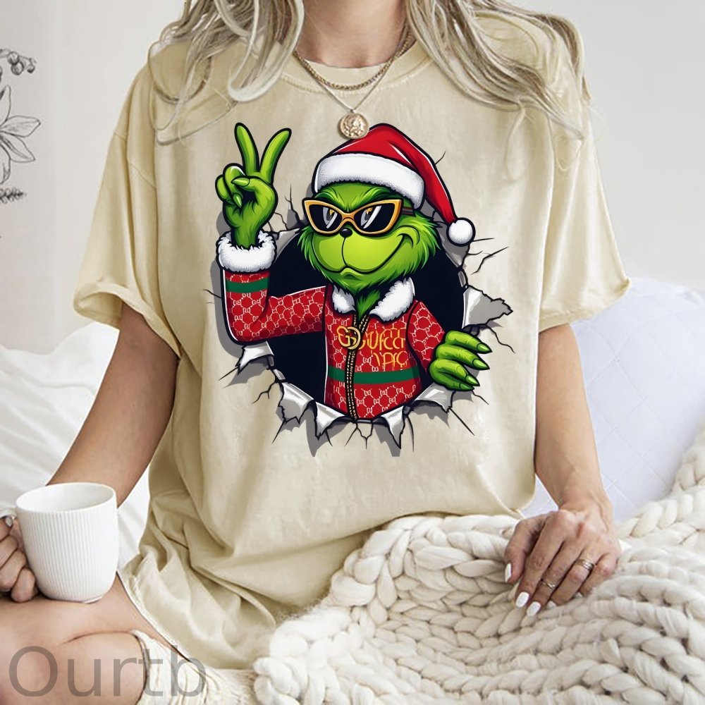 Unisex Christmas Monster Printed Washed Tee