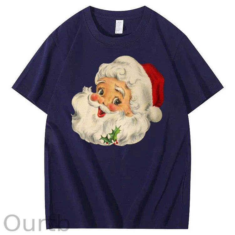 Christmas Santa Claus Pattern100% Cotton T-Shirt