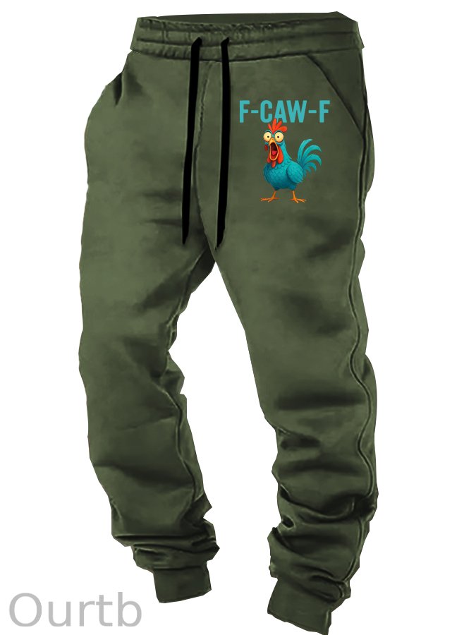 Funny Rooster Chicken F-Caw-F Chicken Pattern Print Casual Sweatpants