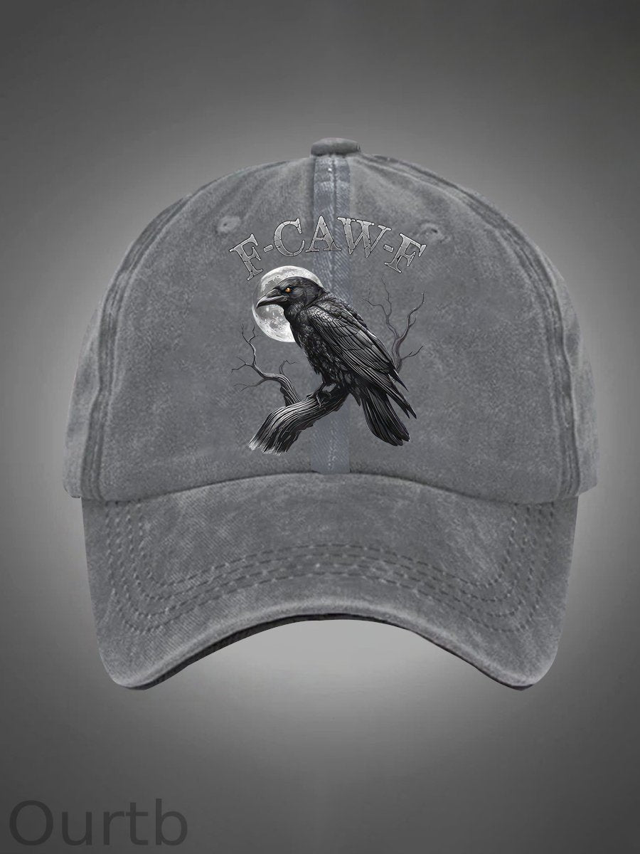 F-Caw-F Crow Pattern Washed Hats