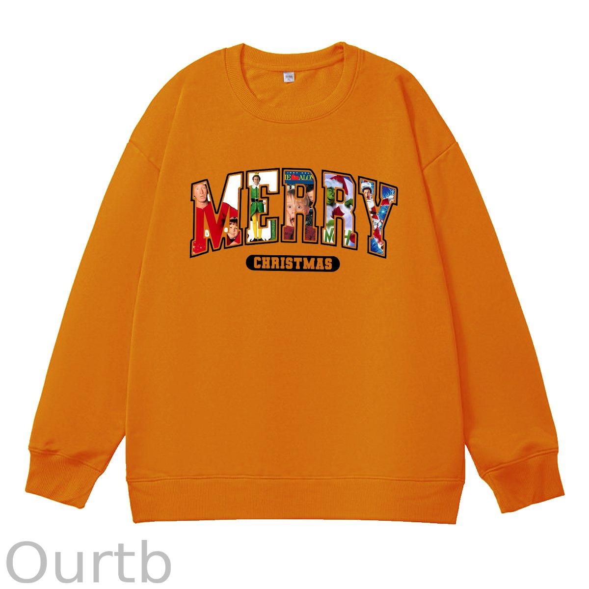Merry Christmas Pattern 100% 300g CottonCrew Neck Sweatshirt