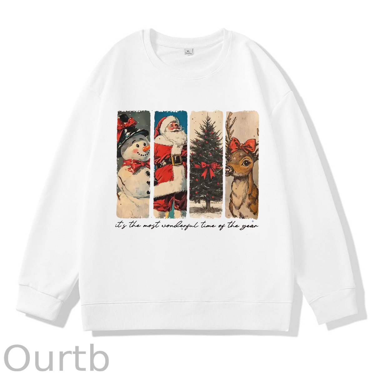 It's The Most Wonderful Time Of The Year Pattern 100% 300g CottonCrew Neck Sweatshirt