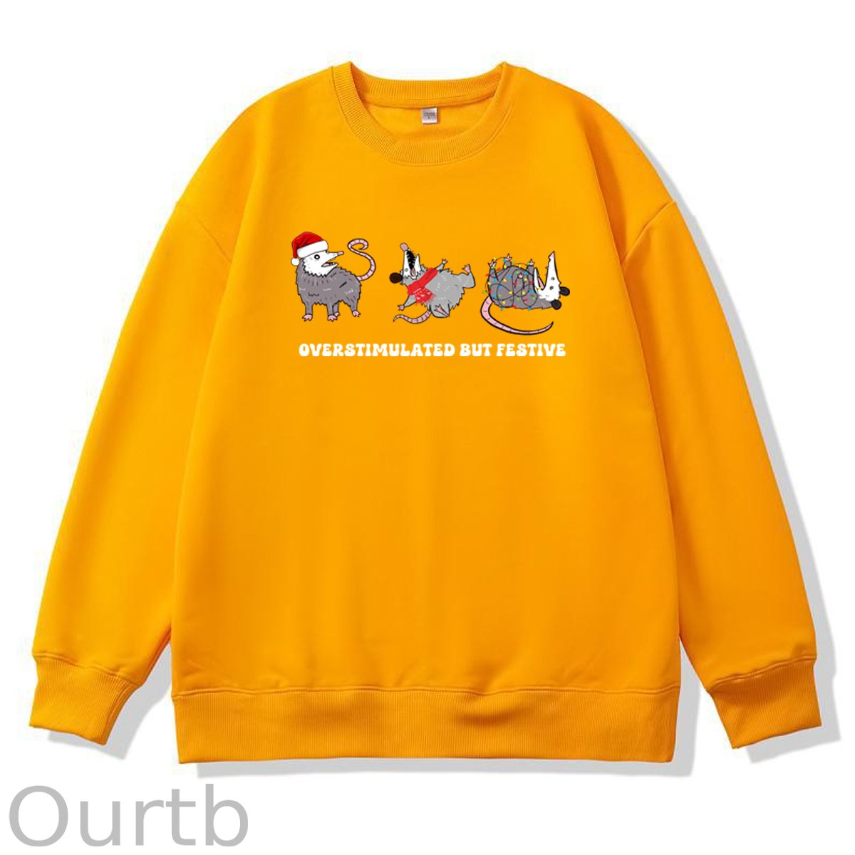 Christmas Overstimulated Festive Pattern 100% 300g CottonCrew Neck Sweatshirt