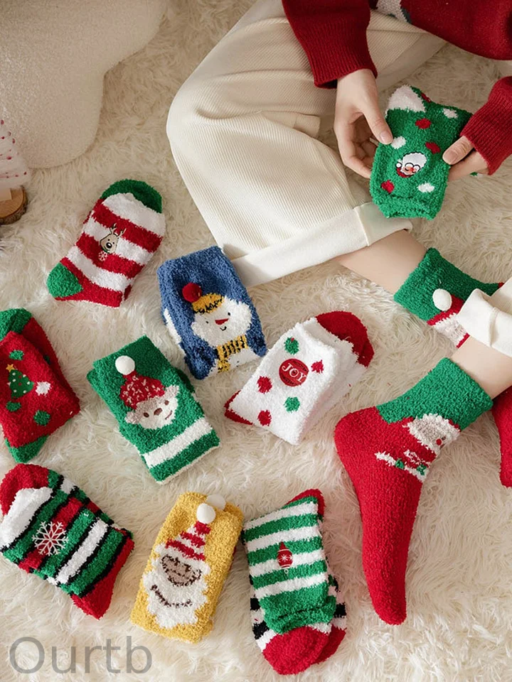 Christmas Ball Coral Fleece Socks Gift Box Christmas Gift Thickened Cartoon Sleep Socks
