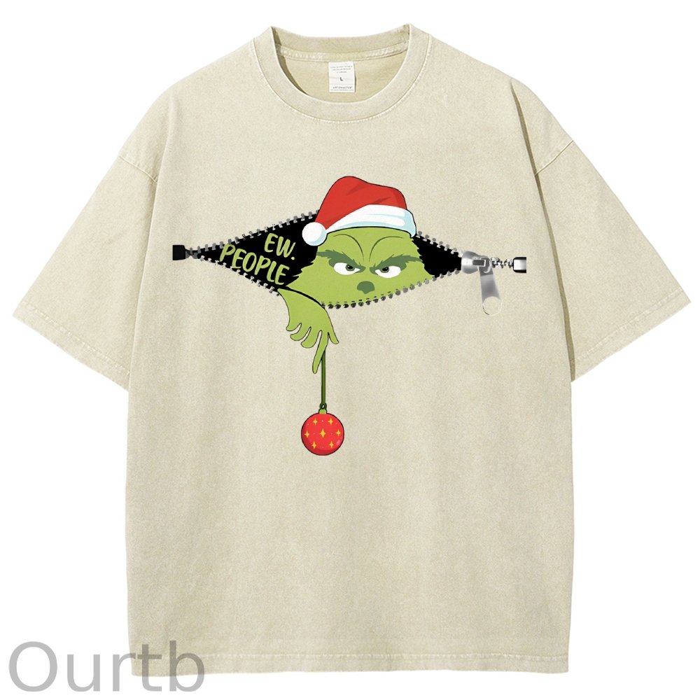 Unisex Christmas EW People Printed Washed Tee