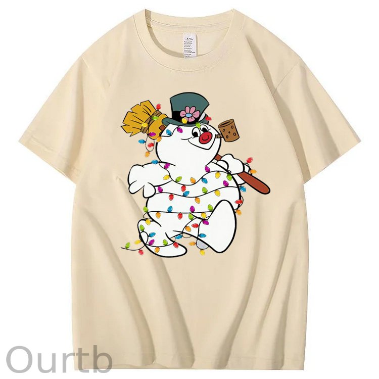 Christmas Funny Smowman Pattern100% Cotton T-Shirt