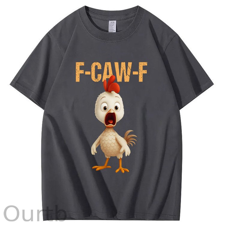 F-Caw-F Funny  Angry Chicken  Pattern100% Cotton T-Shirt