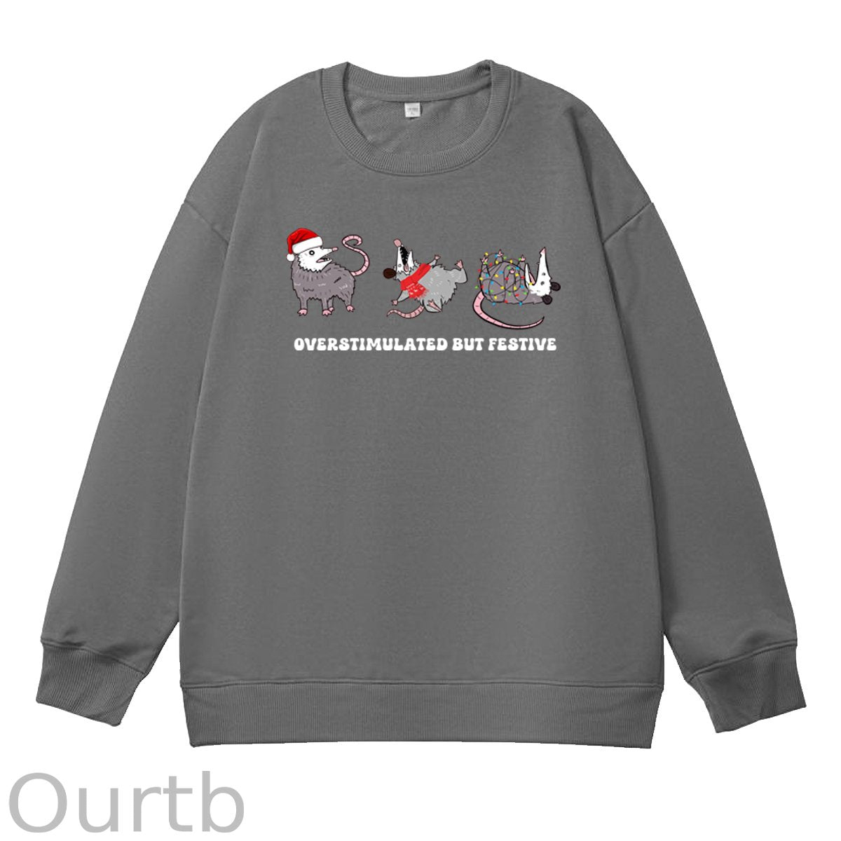 Christmas Overstimulated Festive Pattern 100% 300g CottonCrew Neck Sweatshirt