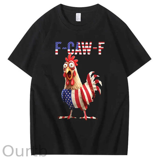 F-Caw-F America Flag Chicken  Pattern100% Cotton T-Shirt