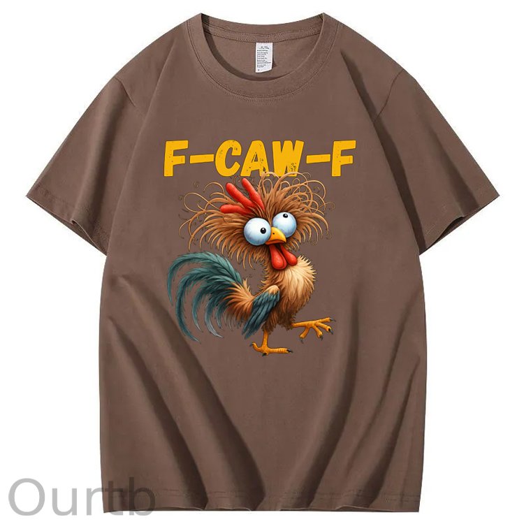 F-Caw-F Crazy Cross-Eyes Chicken Pattern100% Cotton T-Shirt