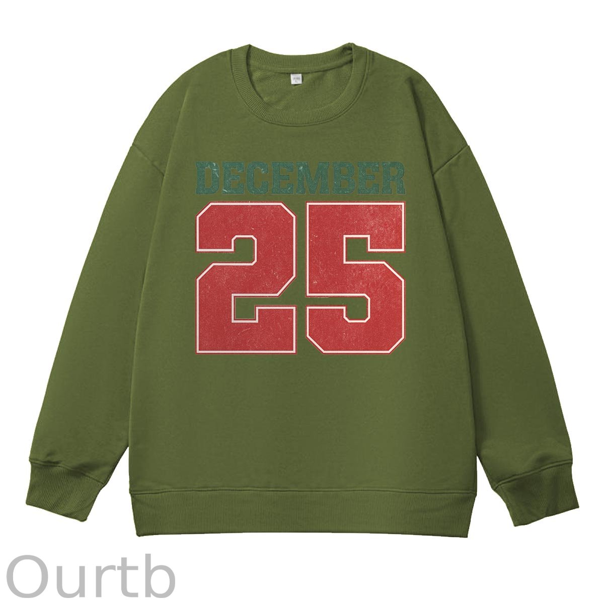 Christmas Decemember 25  Pattern 100% 300g CottonCrew Neck Sweatshirt