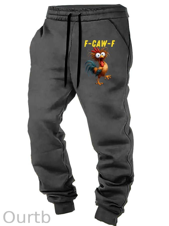 F-Caw-F Crazy Chicken Pattern Print Casual  Casual Sweatpants