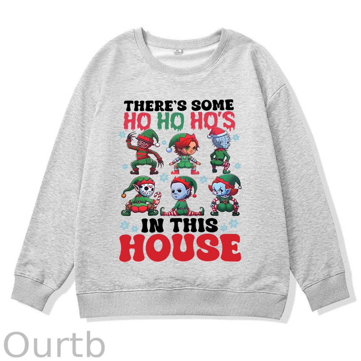 Christmas Ho Ho Ho‘s  Pattern 100% 300g CottonCrew Neck Sweatshirt