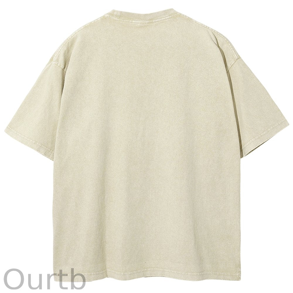 Unisex Christmas Cat Printed Washed Tee