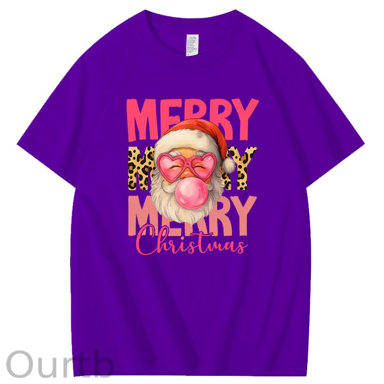 Mery Mery Mery Christmas  Santa Claus Pattern100% Cotton T-Shirt