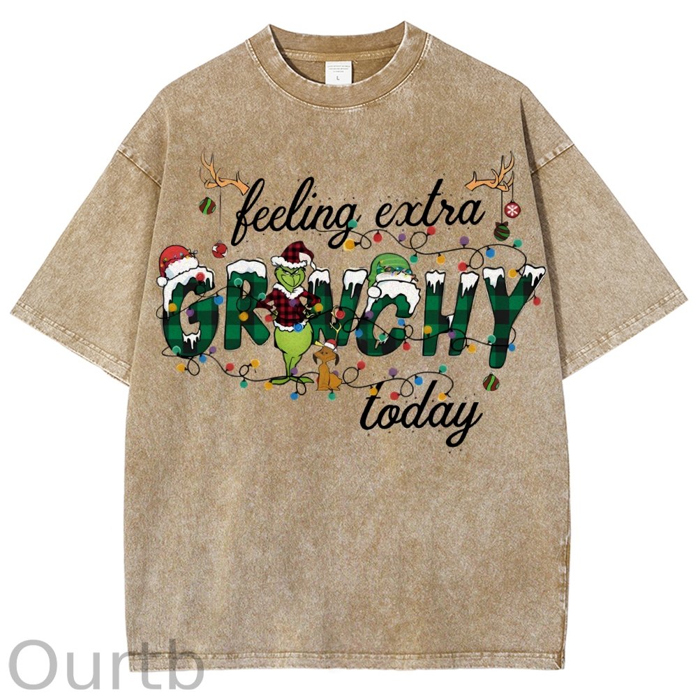 Unisex Christmas Printed Washed Tee