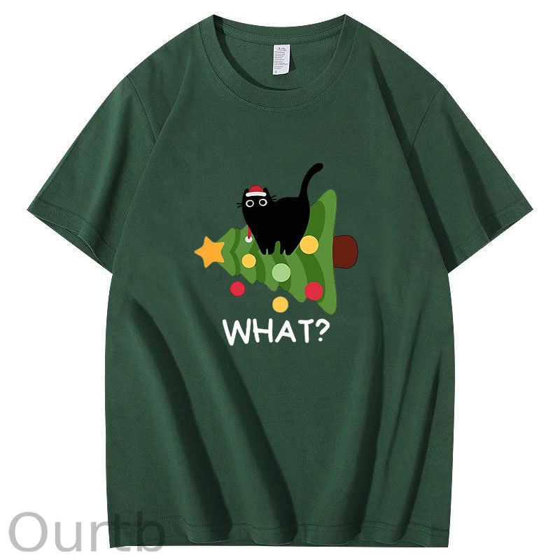 Black cat Christmas Tree T-Shirt