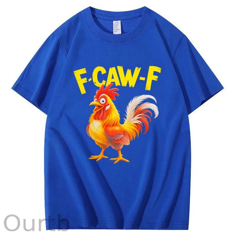 F-Caw-F  Happy Chicken Pattern100% Cotton T-Shirt
