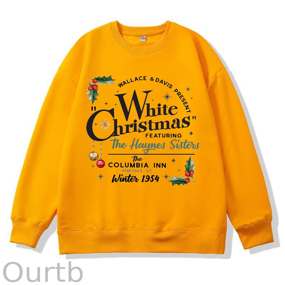 White Christmas Pattern 100% 300g CottonCrew Neck Sweatshirt