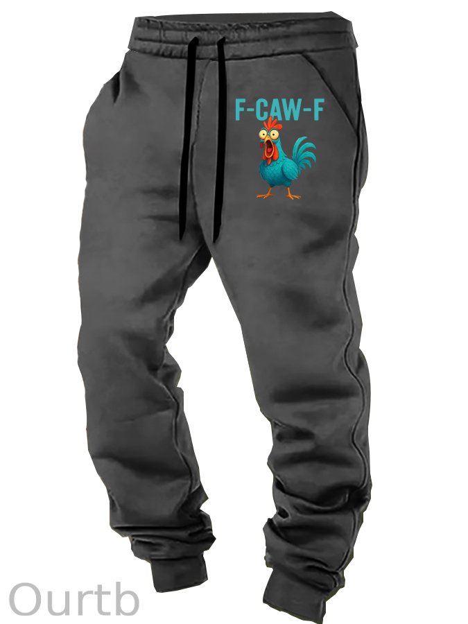 Funny Rooster Chicken F-Caw-F Chicken Pattern Print Casual Sweatpants